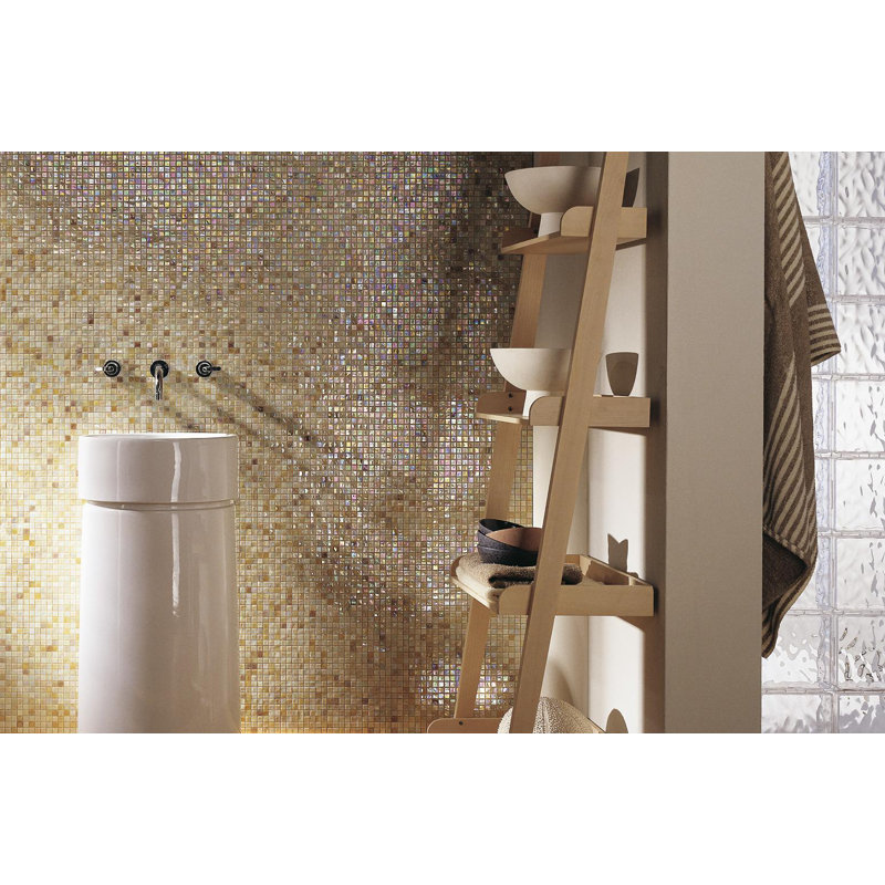 5/8" x 5/8" Iridescent Glass Mosaic, Beige