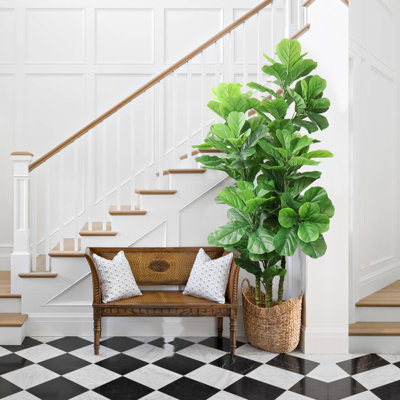 Artificial Fiddle Leaf Fig Tree in Pot Faux Fiddle Leaf Fig Tree Large Artificial Tree for Indoor Outdoor House Living Room Office Modern Decoration