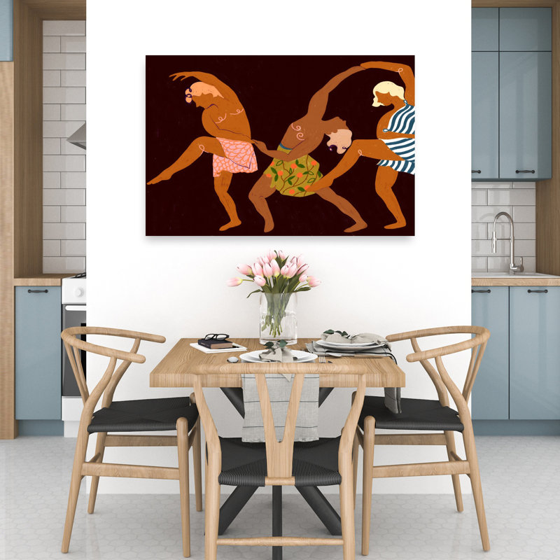 Art mural contemporain, figure de danse rythmique, H 32 po x l 48 po