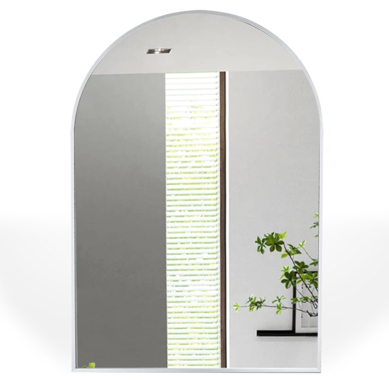 Yomaris Metal Arch Wall Mirror, 36'' H x 24'' W x 1.1'' D, Silver