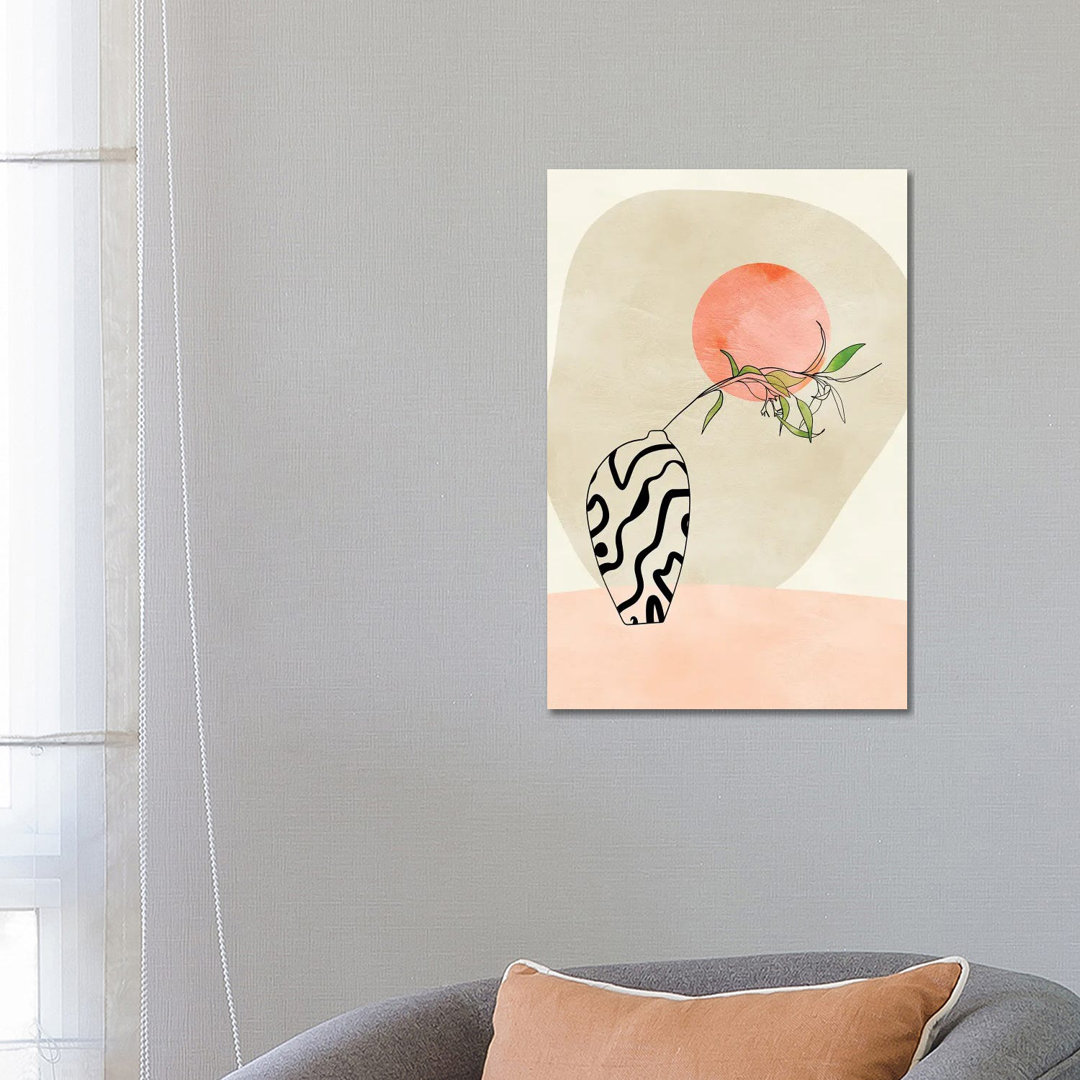 Blumenstilleben mit Mond in Pastell von Ana Rut Bré - Galerie-umwickelte Leinwand Giclée auf Leinwand