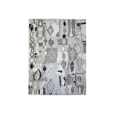 Tapis oriental rectangulaire en laine noué à la main 7 pi 4 po x 9 pi 6 po - MOA10273492