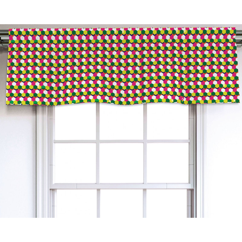 Sateen Geometric Ruffled Window Valance