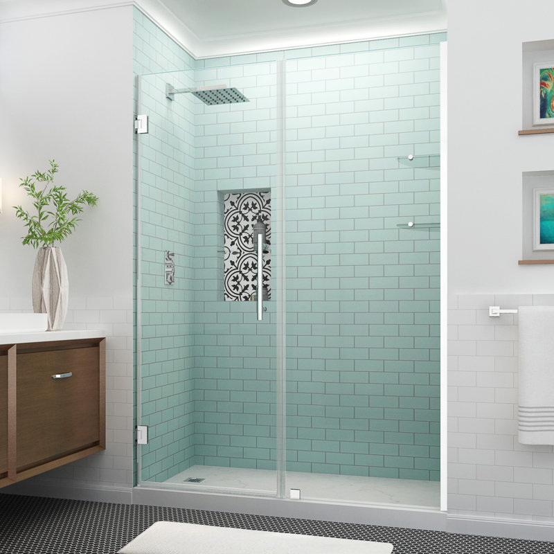 Belmore GS 72" H  Hinged Frameless Shower Door, Clear, Chrome