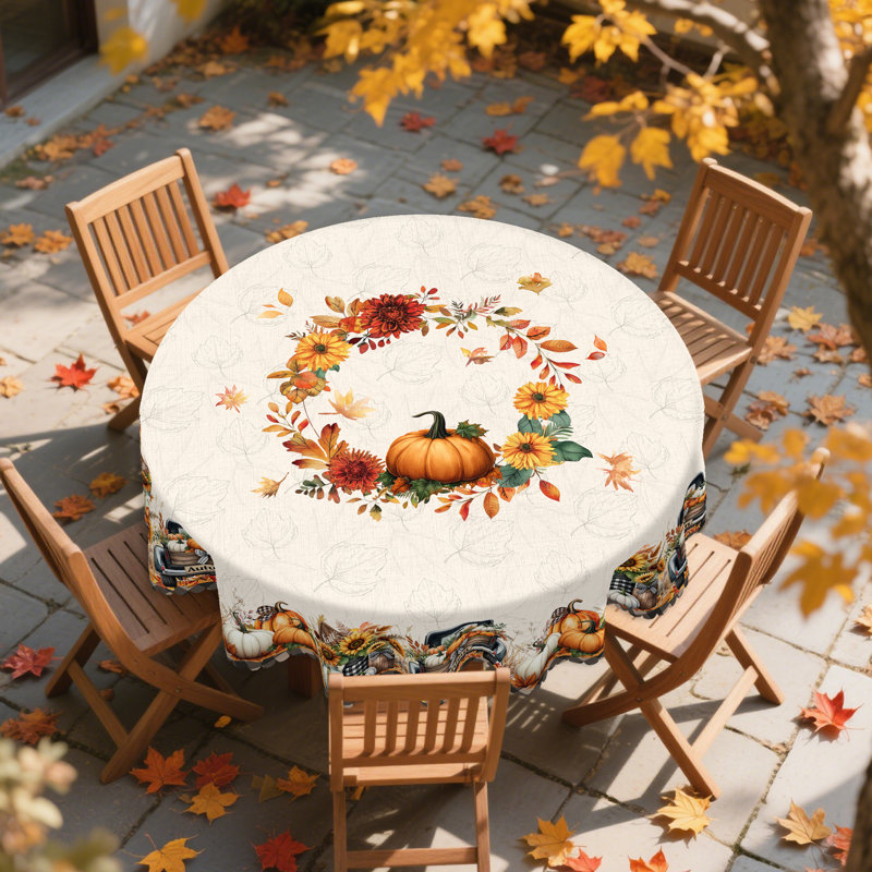 Nappe en polyester 1pc Autumn Decor, Rond 60 po