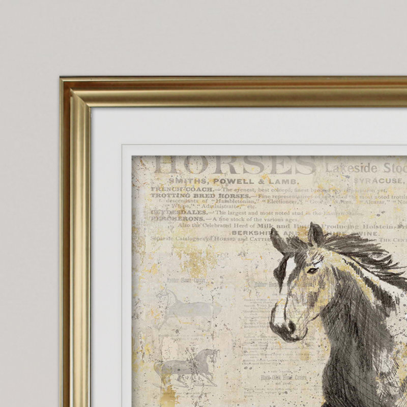 Golden Stallion II - imprimé, Cadre doré, H 31 po x l 43 po x P 1,5 po
