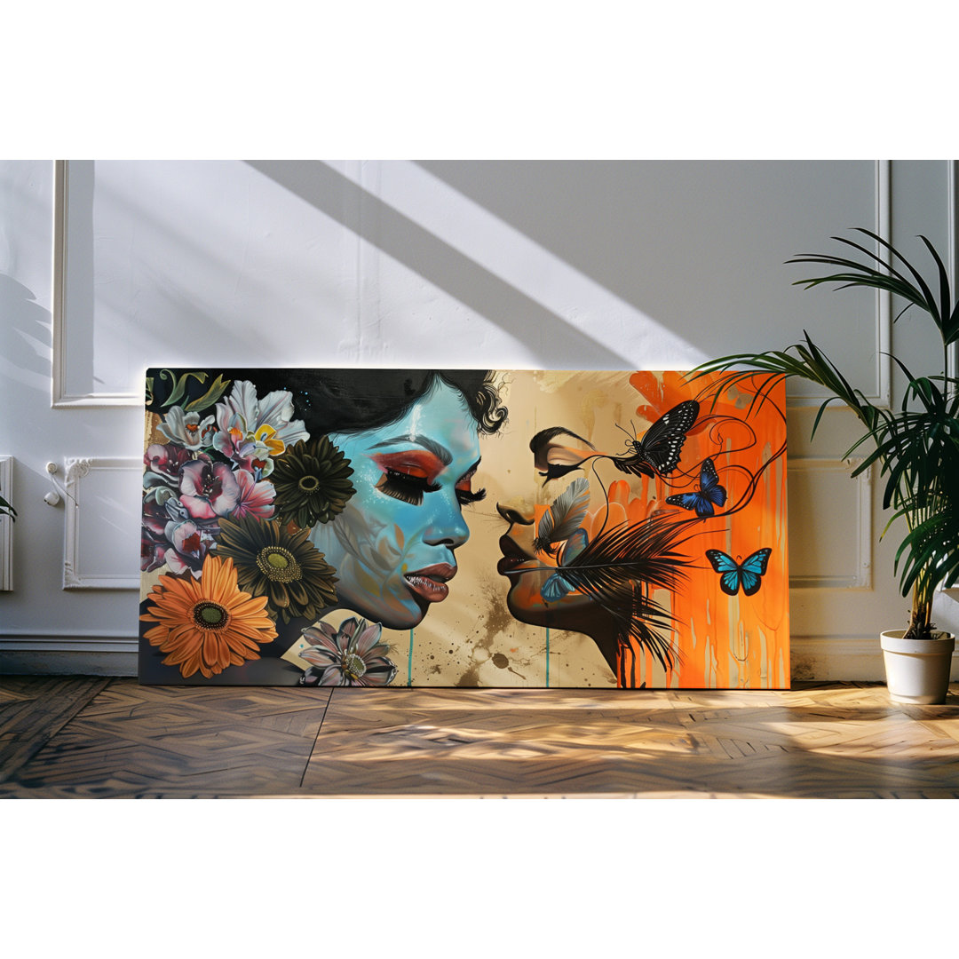 Wandbild 120x60 cm Porträt von zwei jungen Frauen