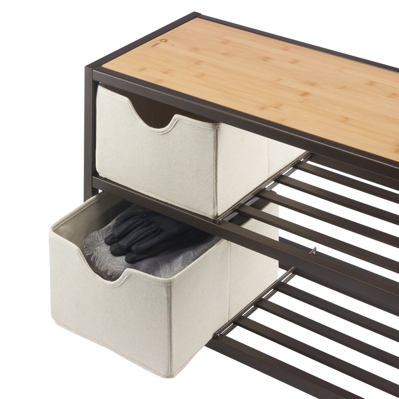 Banc de rangement pour 6 paires de chaussures, Bronze