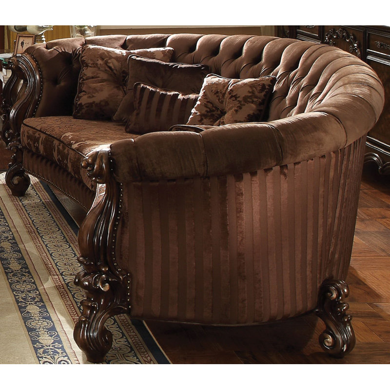 Laner 109'' Velvet Sofa, Cherry Oak Velvet