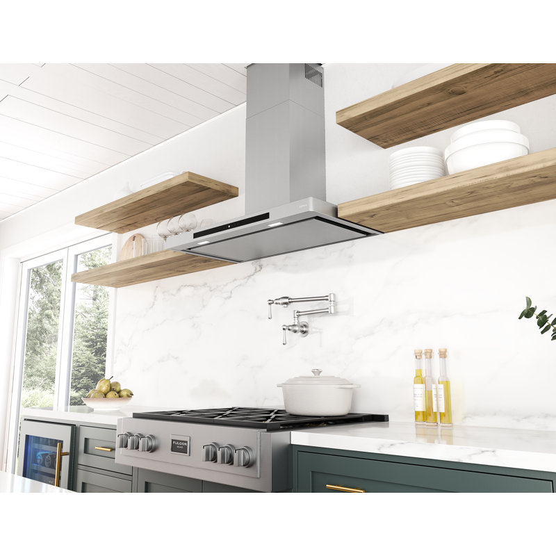 Zephyr Vista 36 in. Shell Only Wall Mount Range Hood with LED Lights in Stainless Steel