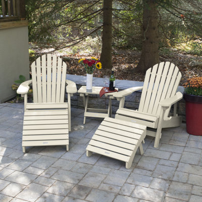 Chaise Adirondack pliante en plastique / résine avec repose-pieds / table Anette