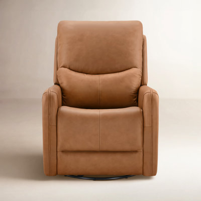  Celia 29.53'' W Genuine Leather Swivel Power Recliner with Adjustable Headrest