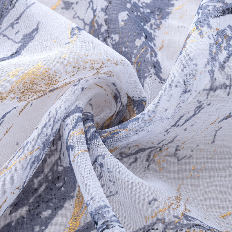 Paire de rideaux semi-transparents en marbre Marble, Gris