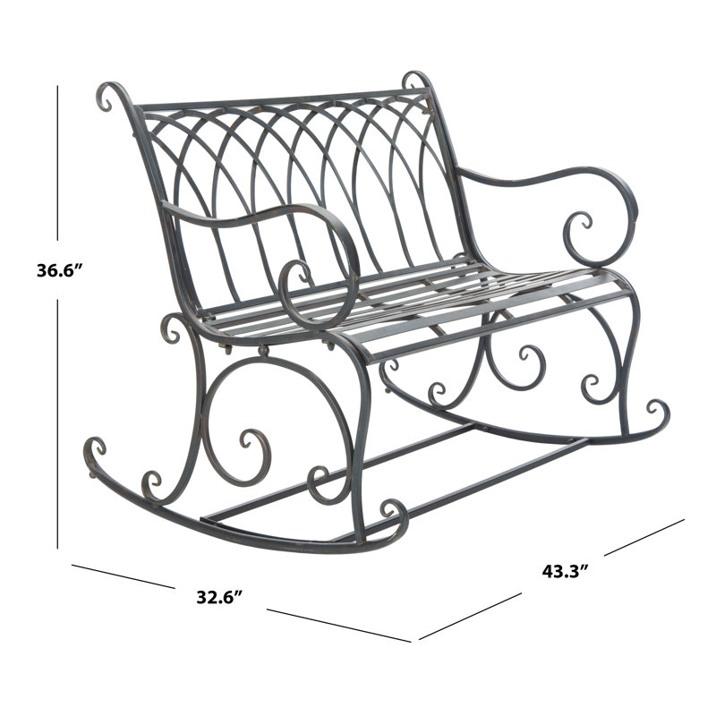 Iron Outdoor Bench, Black Rust
