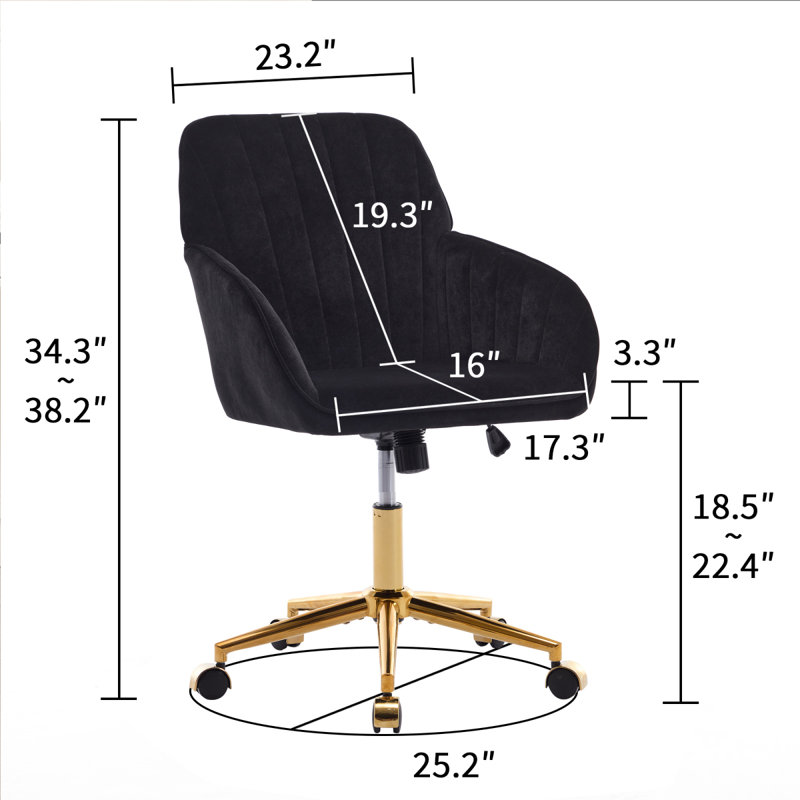 Adjustable Office Chair, Ergonomic Swivel Chair, Backrest Seat, Comfortable For Long Sitting, Gold, Black