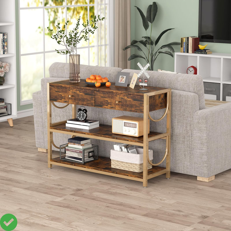 Console Console - Table d'entrée étroite - Canapé 31,9 po avec tiroirs et tablettes de rangement à 3 niveaux