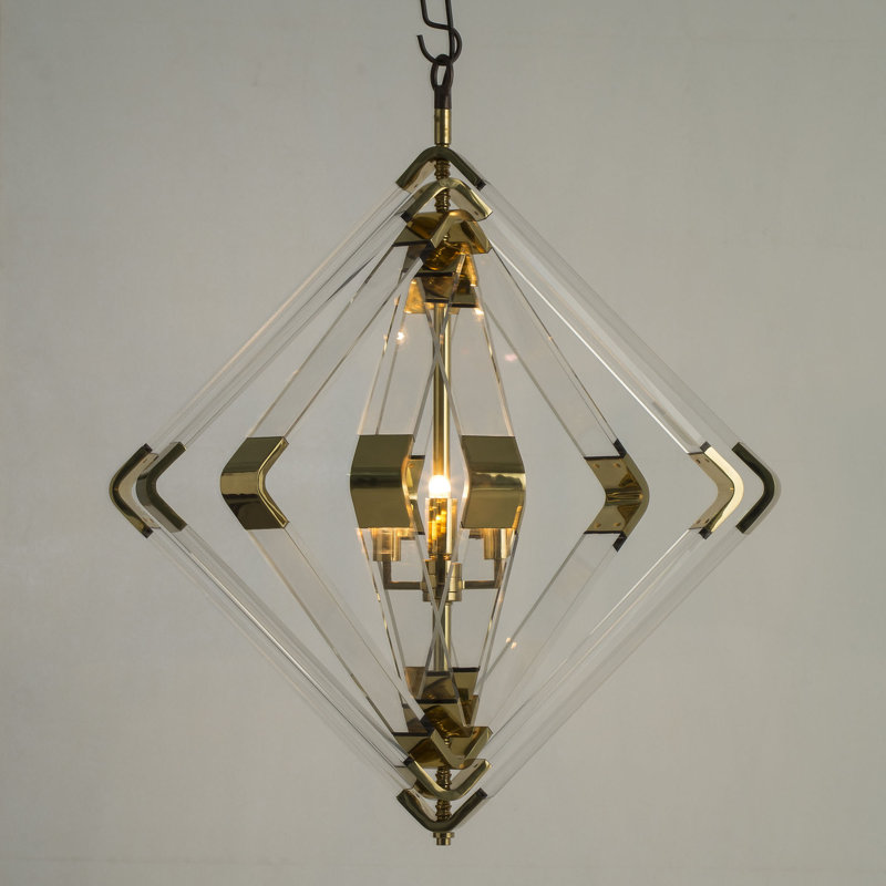 Lustre géométrique à un état/unique 4 lumières Nellcote, Laiton