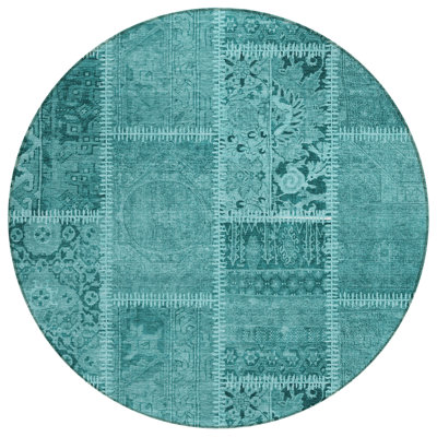 Tapis 8 pi Turquoise bleu sarcelle et turquoise