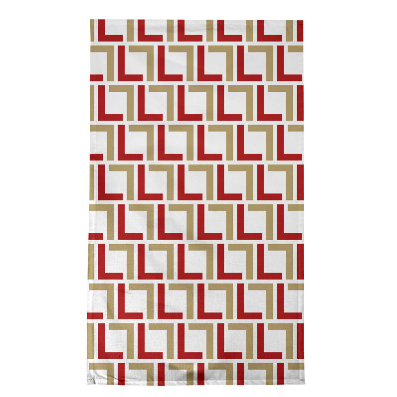 Torchon Hartsmith, polyester, Blanc / rouge / doré