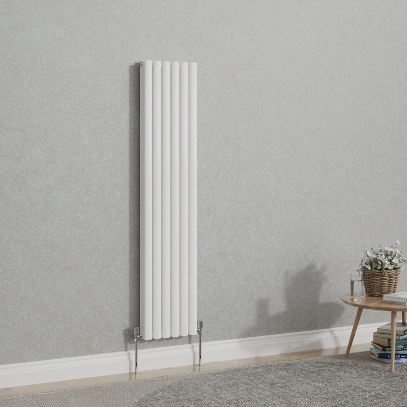 Shoshana Vertical Oval Panel Radiator, Gloss White, 160cm H x 35.4cm W, 1