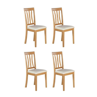 Ensemble de 4 chaises Brand Brand, siège en similicuir, finition chêne, fabrication en bois massif, style traditionnel, utilisation dans la salle à manger