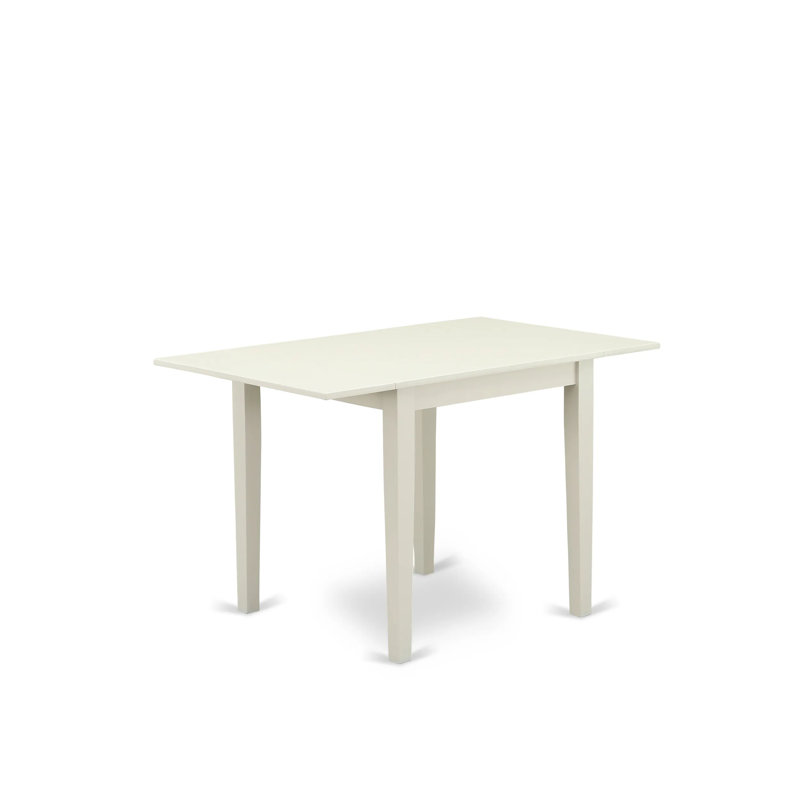 3 Piece Kitchen Table & Chairs Set Contains a Rectangle Dining Room Table with Dropleaf and 2 Linen Fabric Upholstered Chairs, Linen White