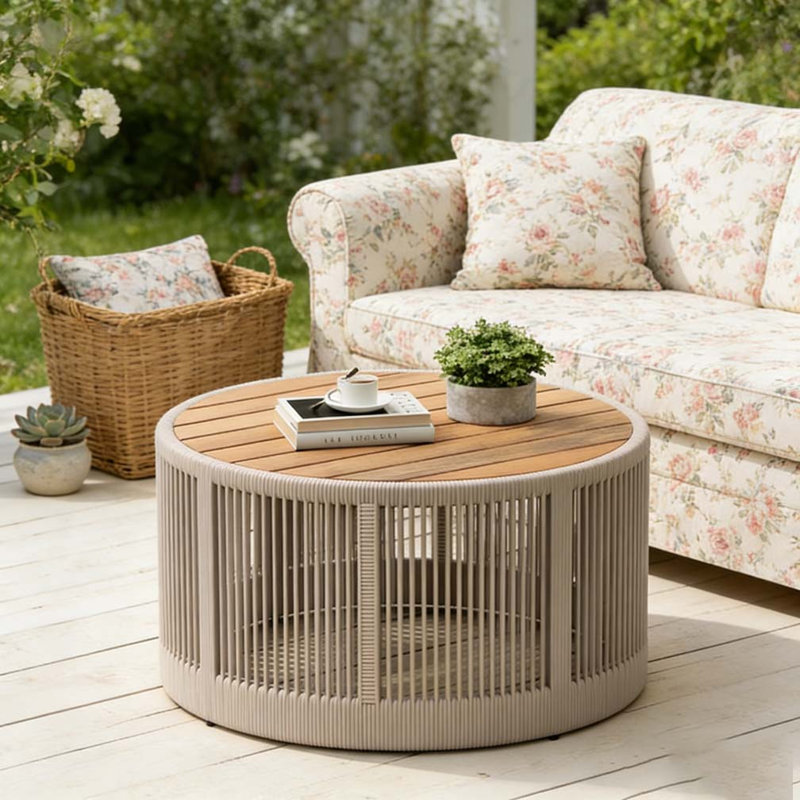 Wood Coffee Table, Teak+ Beige