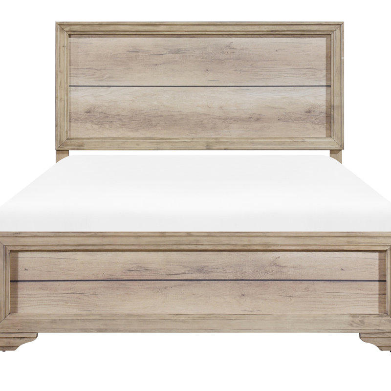 Cadre de lit simple contemporain - Taille de mobilier de chambre à coucher en stratifié avec finition naturelle, Lit simple