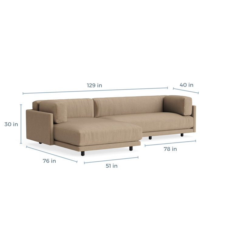 MTO - Sunday Small Sofa w/ Chaise, Otter Velvet, Left