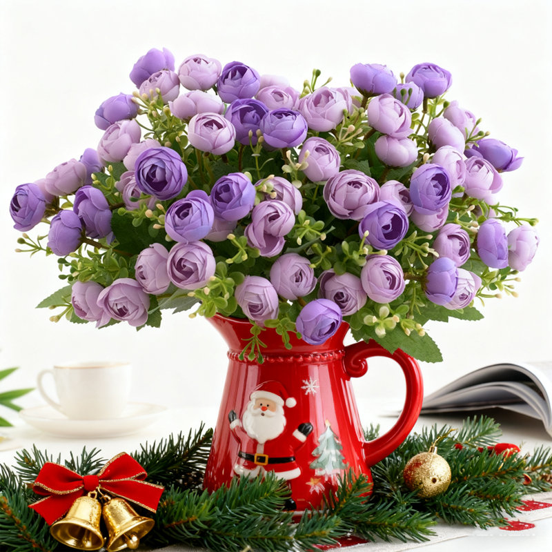 3 PCS de fleurs de fantaisie, fleurs de petits bourgeons de thé, décoration de bureau de fête de mariage, Mauve