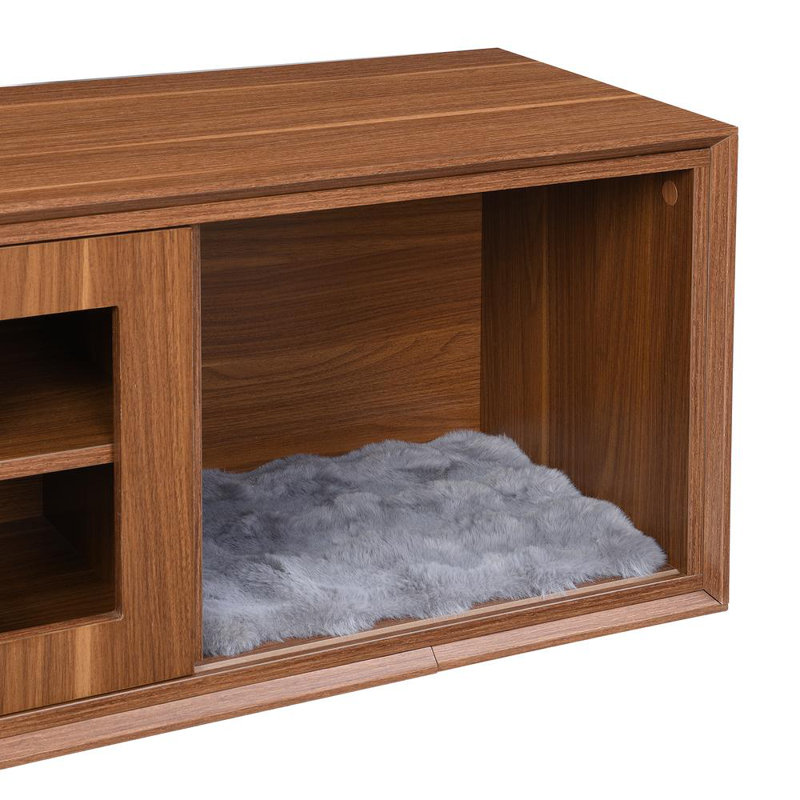 Meuble télé pour chat avec rangement et porte coulissante amovible