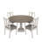 Taranto 59 Inch Round 5-Piece Dining Set With Gray Tabletop And White Pedestal Base, Perfect For Modern Family Gatherings