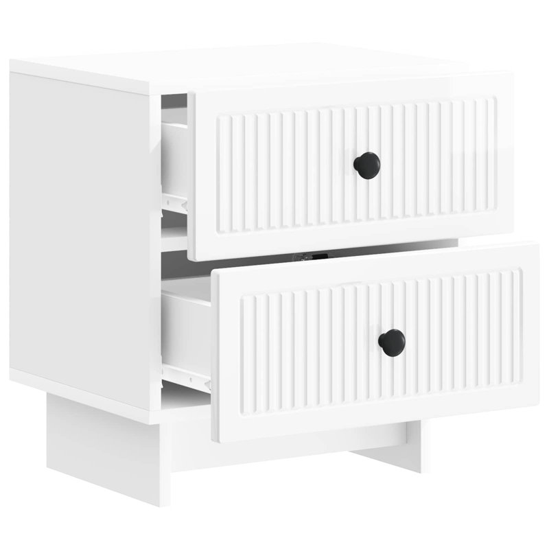 43cm W Manufactured Wood Bedside Table, High Gloss White