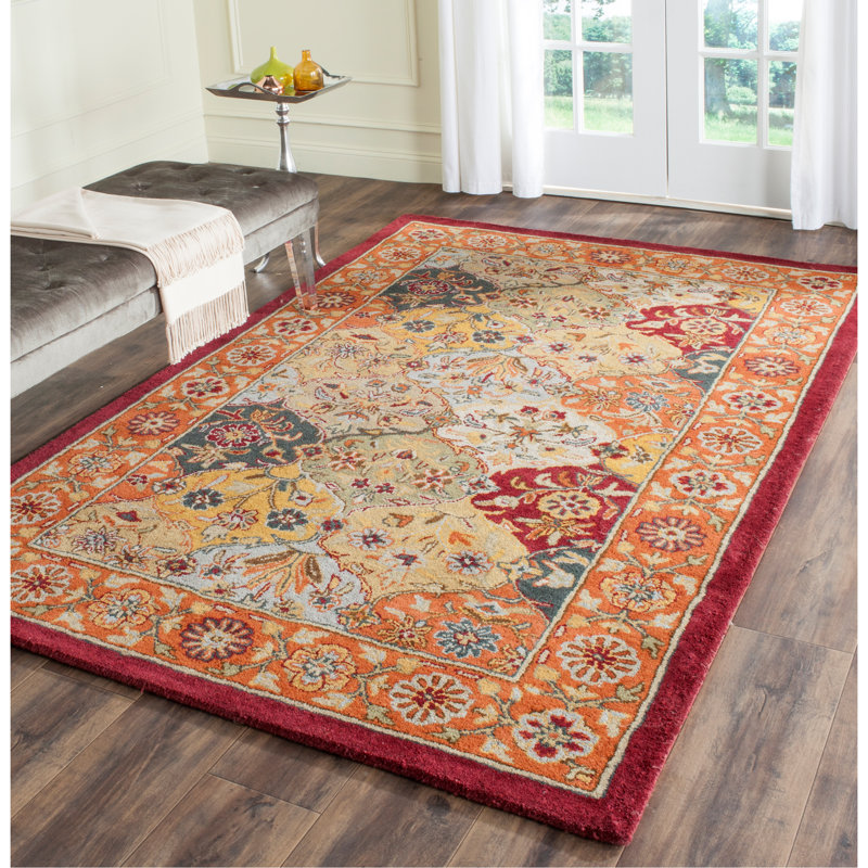 Tapis en laine touffeté à la main Balthrop, Rectangle 7 pi 6 po x 9 pi 6 po