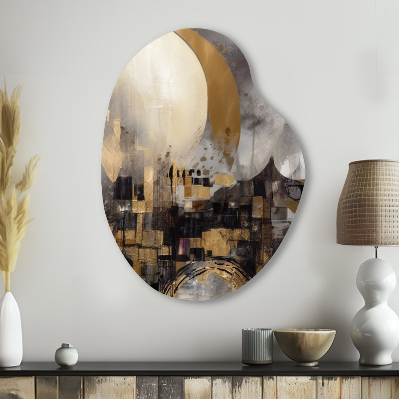 Fontaine - paysage moderne en forme de poire, art mural en métal asymétrique, H 38 po x l 28 po x P 1 po