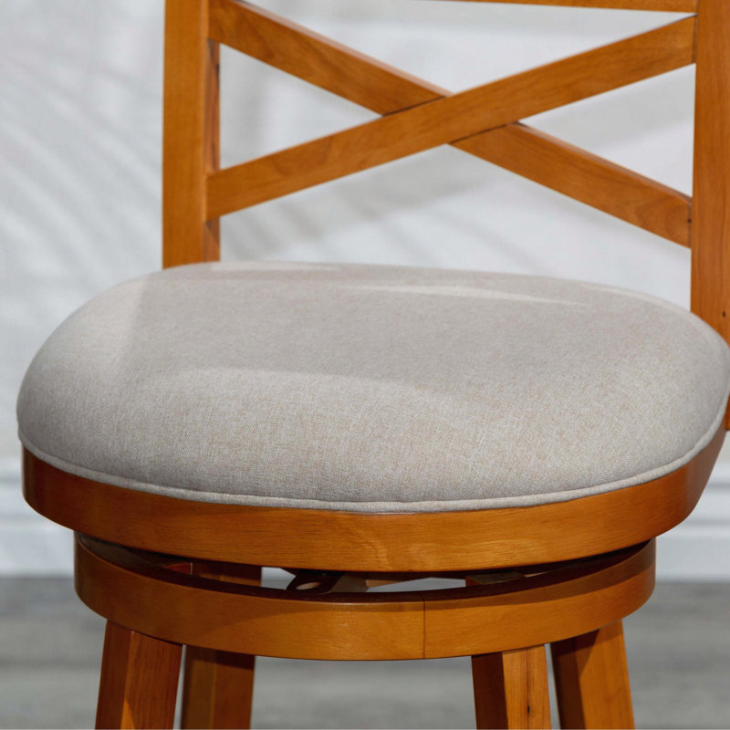 Tabouret pivotant à hauteur de comptoir - siège en tissu beige, Siège beige / structure naturelle