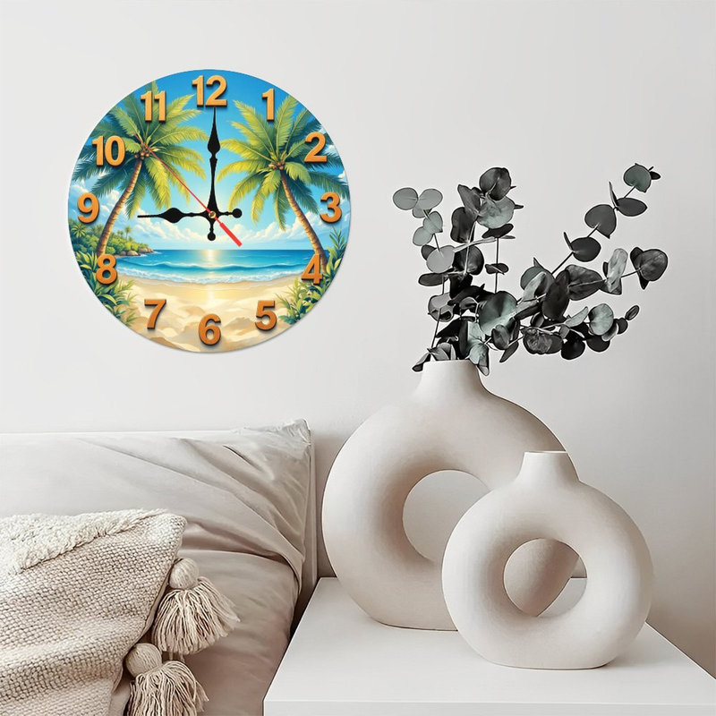 Horloge murale palmier tropical
