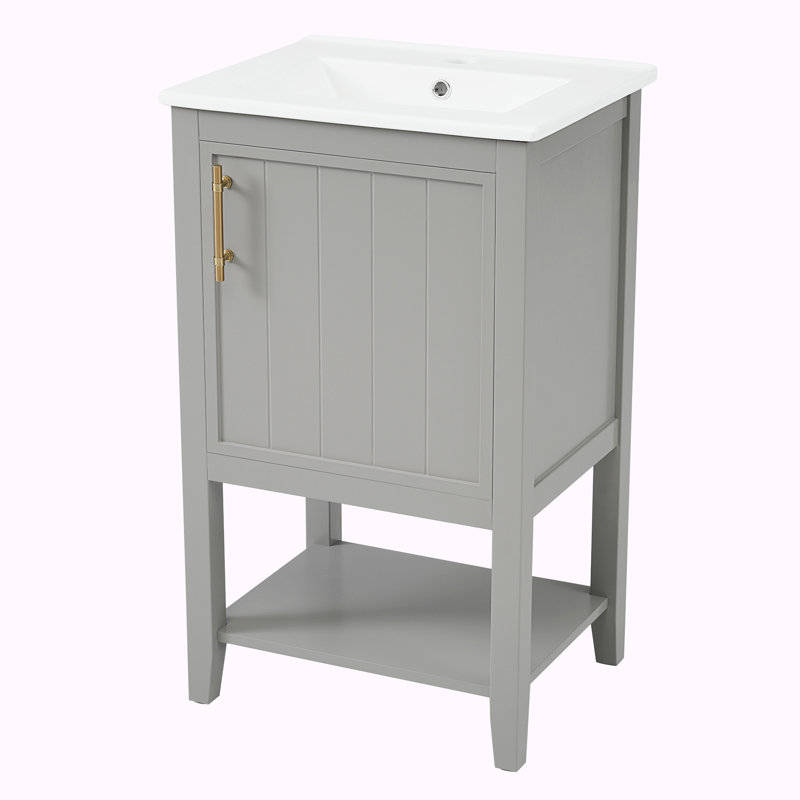 Meuble-lavabo avec lavabo pour la salle de bain, Gris