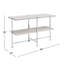 Table de canapé demi-lune avec support de traverse, chêne blanc et chrome
