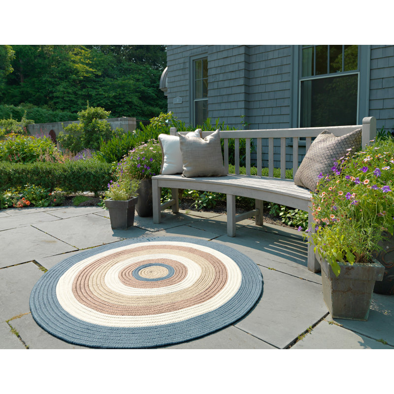 Mckaufman Striped Indoor / Outdoor Rug, Round 8'