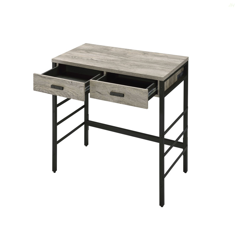Disho  Light Weathered Oak & Black Finish Writing Desk W/USB