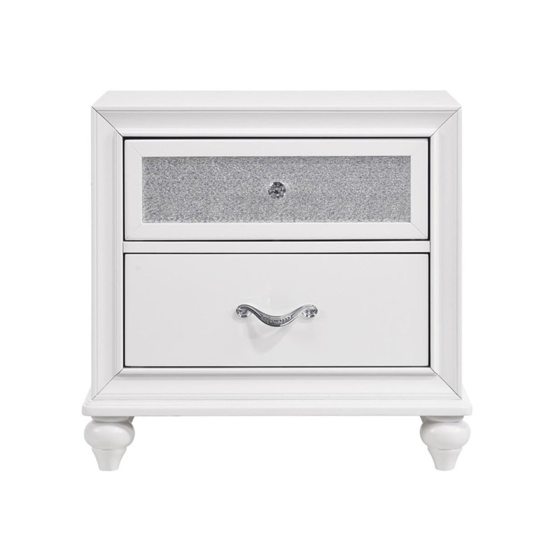 Table de chevet blanche délicieuse 2 avec ornements en acrylique étincelant