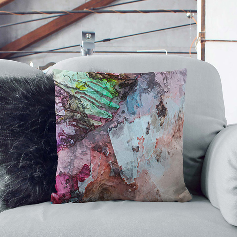 Abstract Square Cushion, 40cm H x 40cm W x 15cm D, Stone
