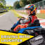 Kart électrique avec deux moteurs, finition bleue, siège réglable et sécurité de démarrage lent pour la course en plein air