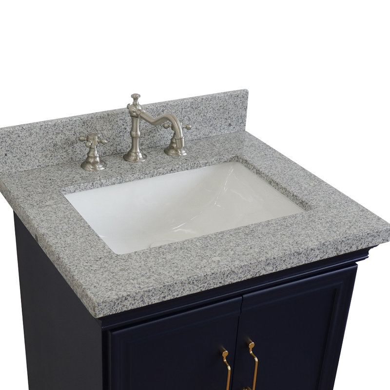Ilfracombe 25'' Single Bathroom Vanity with Top, Blue, Gray Granite