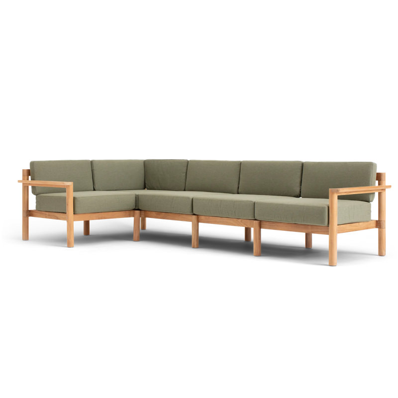 Haven Outdoor 5 - Seat Patio Sectional, Sunbrella Leaf