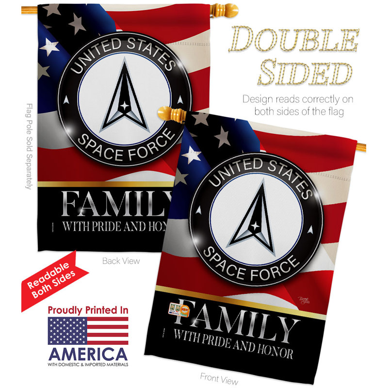 Drapeau de maison en polyester à double face Us Space Force 40 po x 28 po