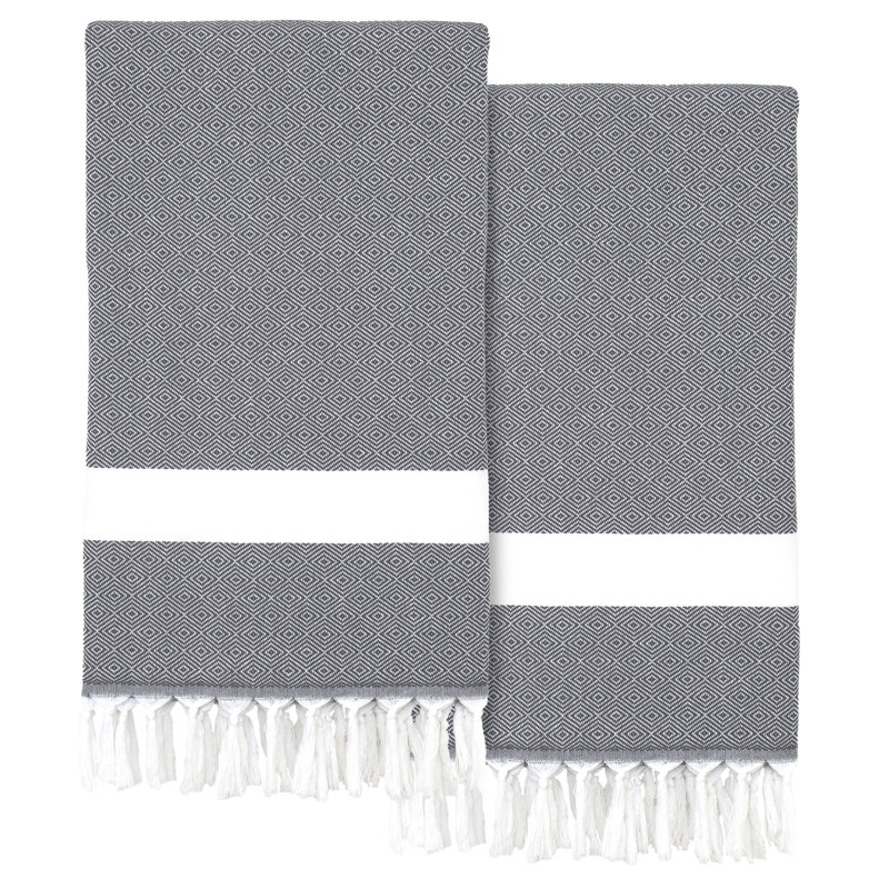 Ensemble de 2 serviettes en coton turc, gris