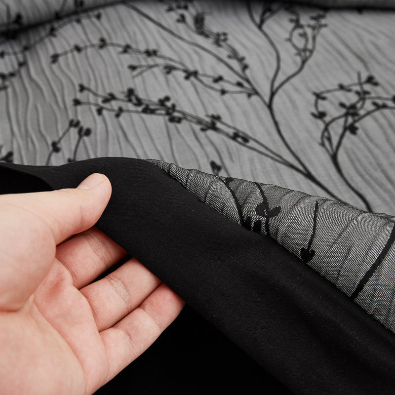 Ensemble d'édredon 7 pièces en jacquard patchwork avec rideaux assortis, lit dans un sac, Gris