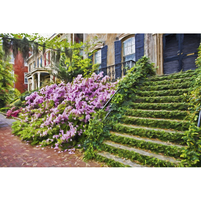 Art impressionniste du quartier historique de Savannah en Géorgie sur toile par Dndavis, photographie